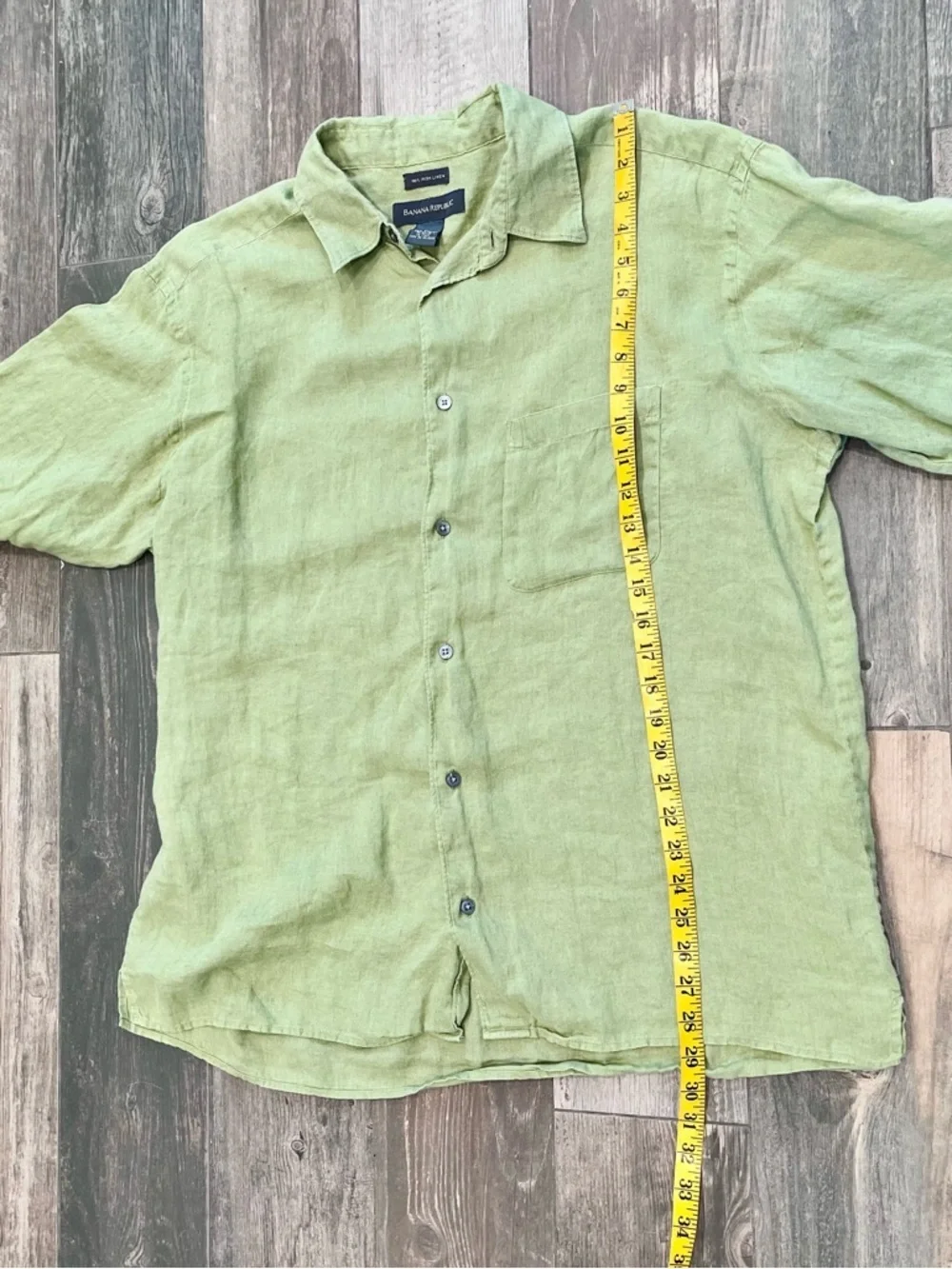 Banana Republic Men 100% Irish Linen Short Sleeve Button Shirt Size XL Olive